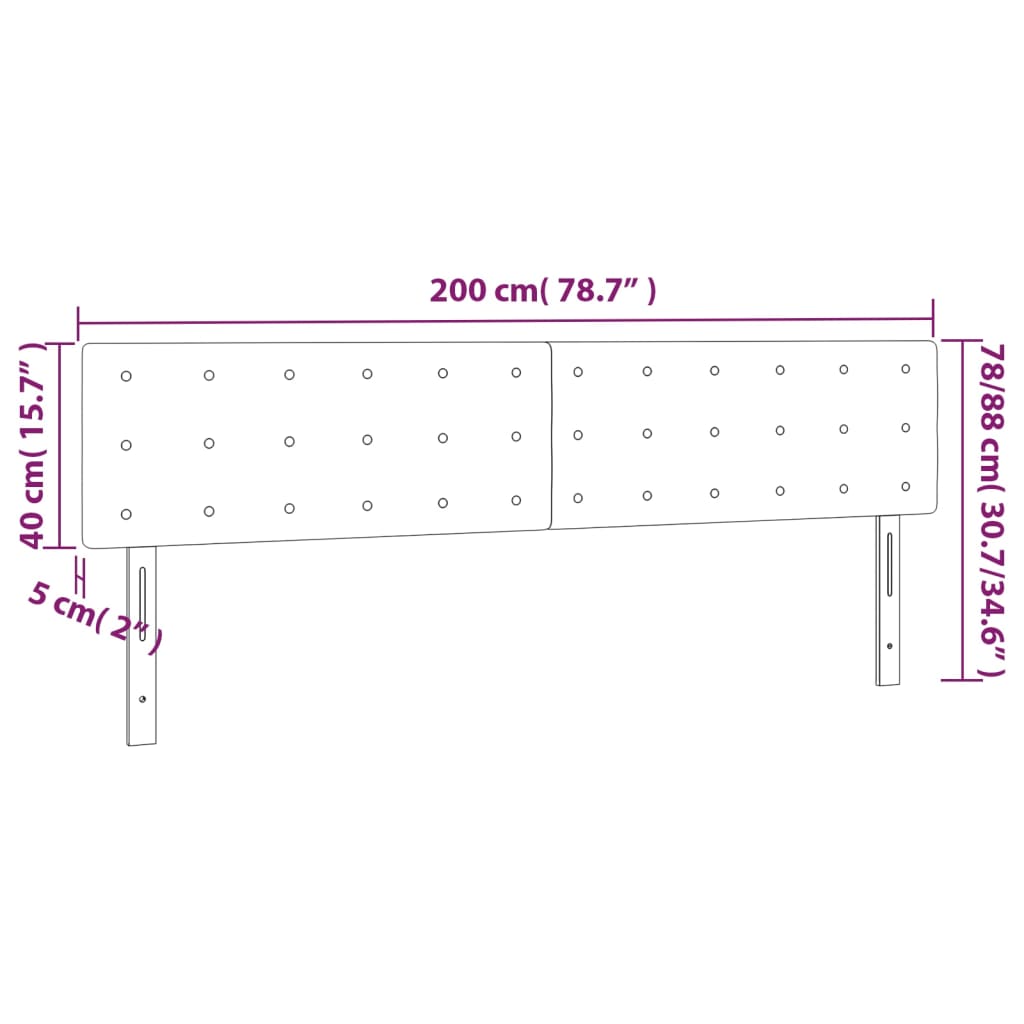 vidaXL Tăblie de pat cu LED, gri deschis, 200x5x78/88 cm, textil