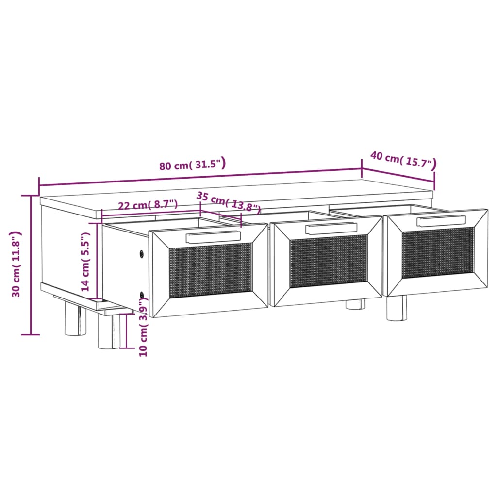 vidaXL Măsuță de cafea negru 80x40x30 cm lemn prelucrat&lemn masiv pin