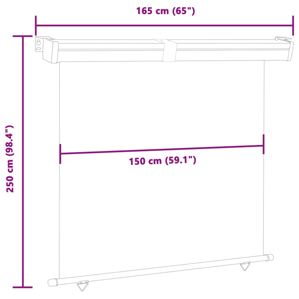 vidaXL Copertină laterală de balcon, gri, 165 x 250 cm