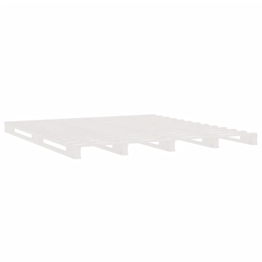 vidaXL Pat din paleți Double, alb, 135x190 cm, lemn masiv de pin