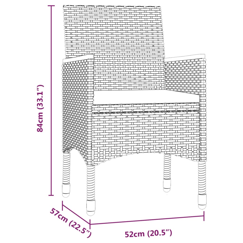 vidaXL Set mobilier de grădină cu perne, 3 piese, negru