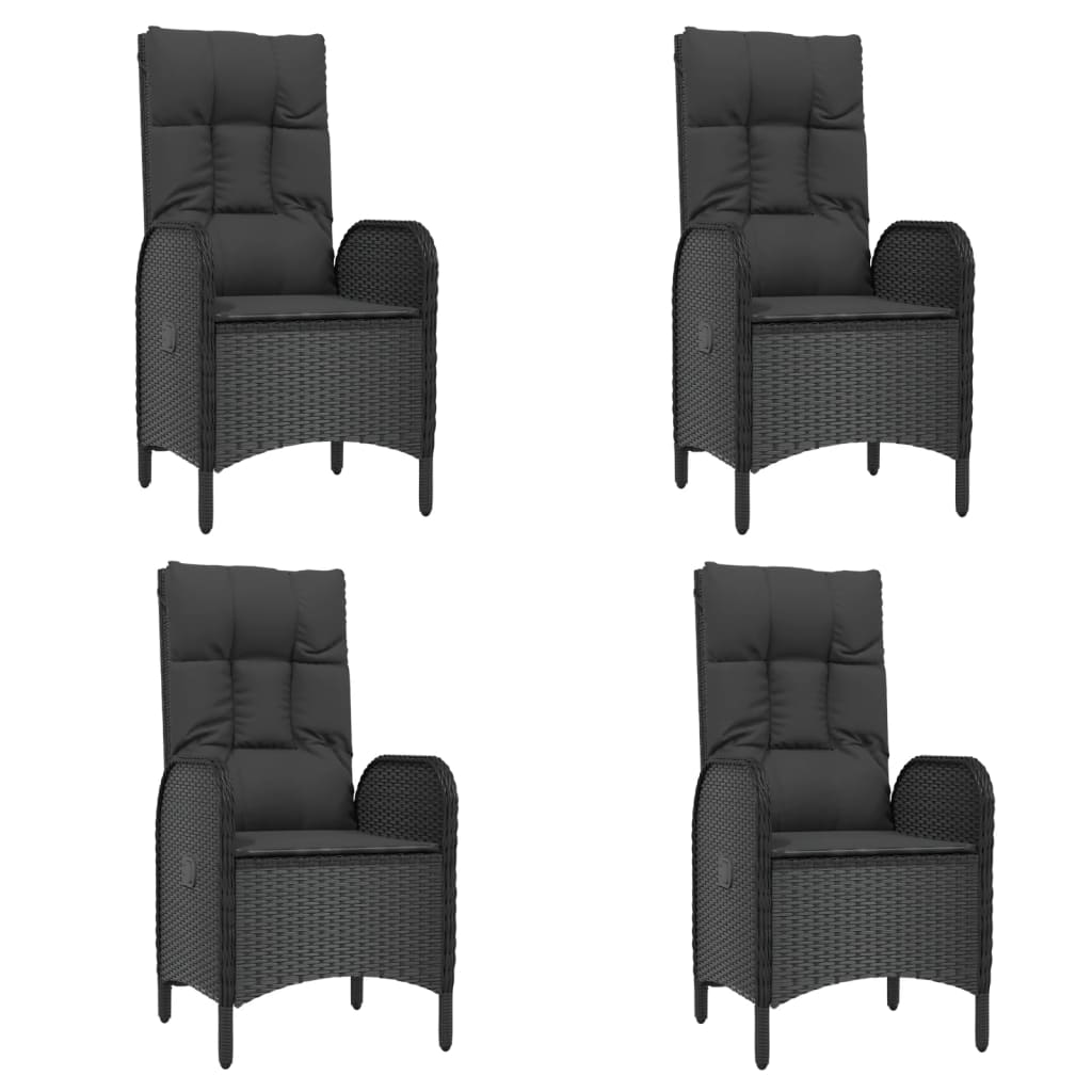 vidaXL Set mobilier de grădină cu perne, 5 piese, negru, poliratan