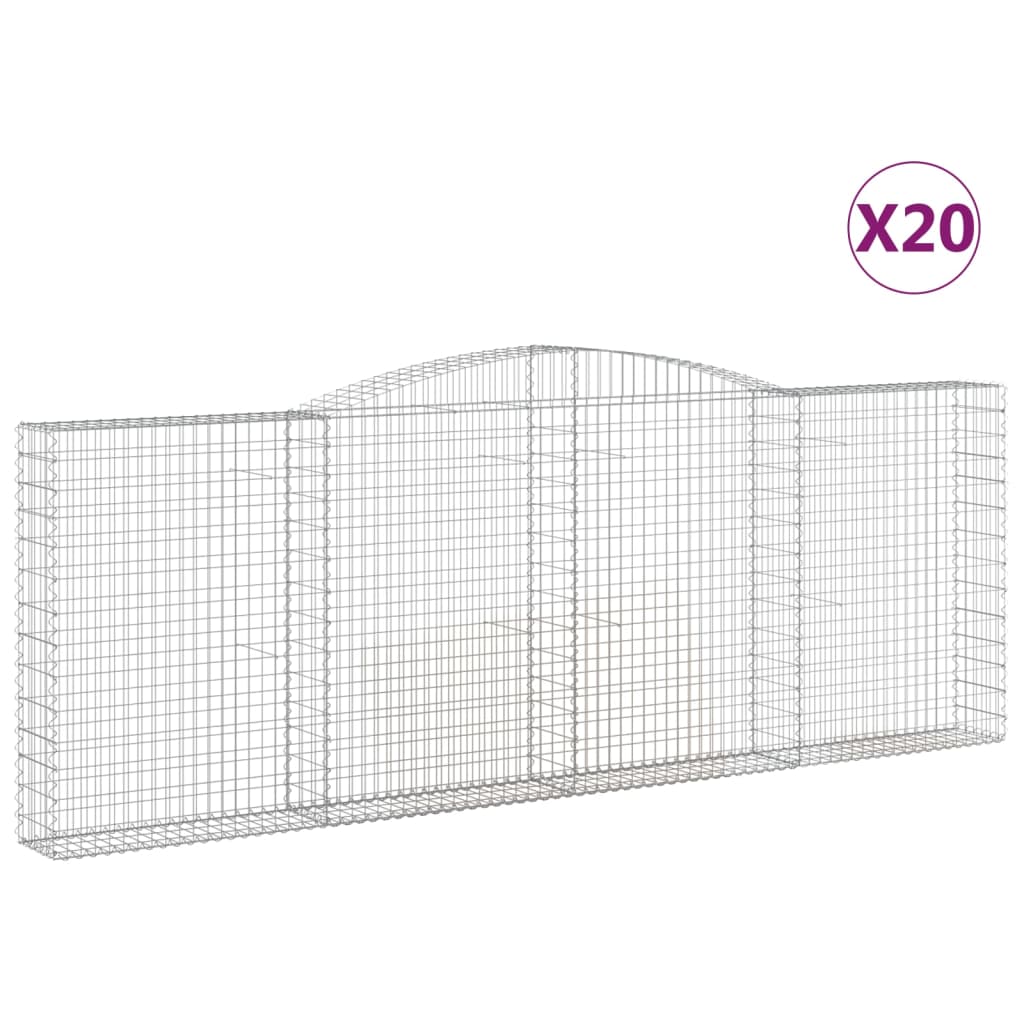 vidaXL Coșuri gabion arcuite 20 buc. 400x30x140/160 cm fier galvanizat