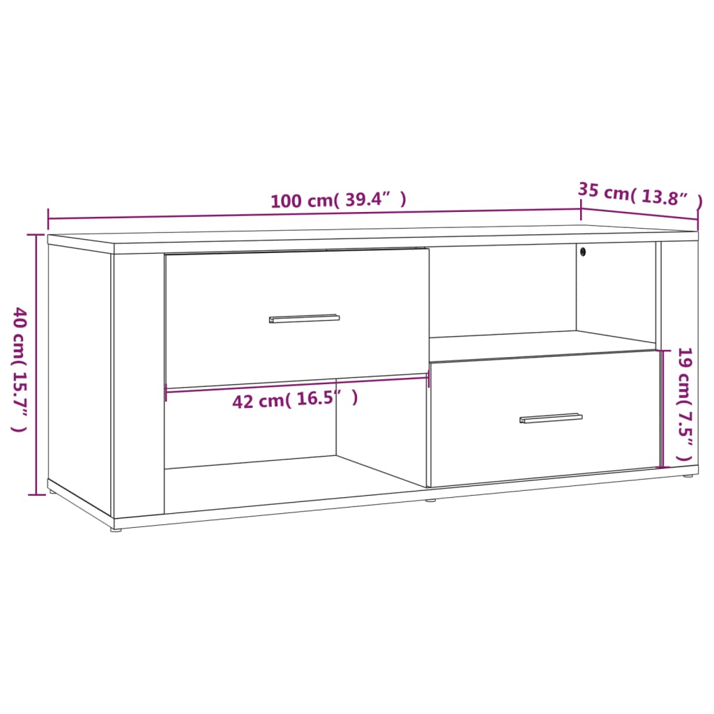 vidaXL Comodă TV, stejar maro, 100x35x40 cm, lemn prelucrat