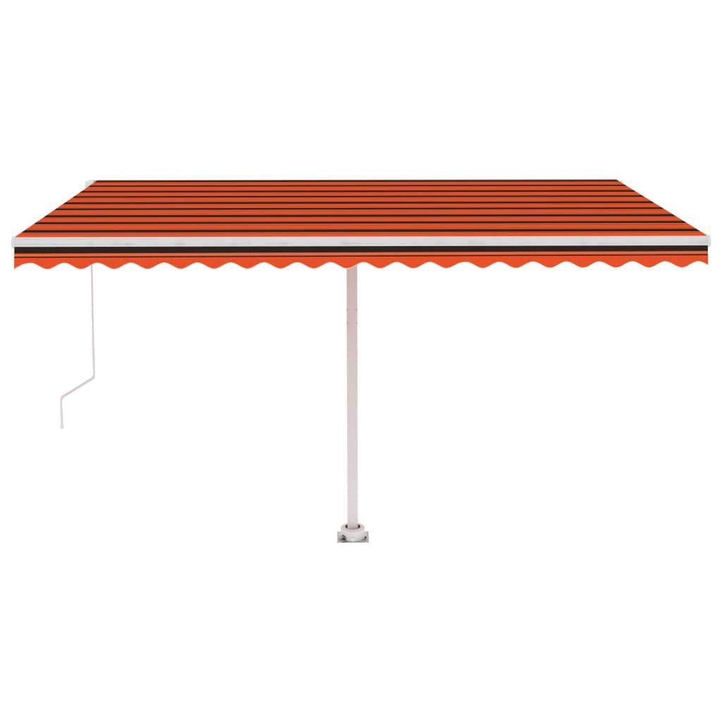 vidaXL Copertină retractabilă manual,LED, portocaliu/ maro, 450x350 cm