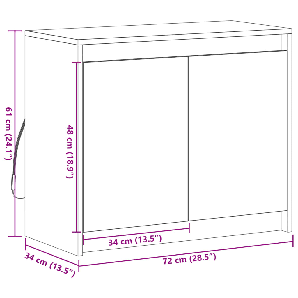 vidaXL Dulap cu LED, stejar fumuriu, 72x34x61 cm, lemn prelucrat