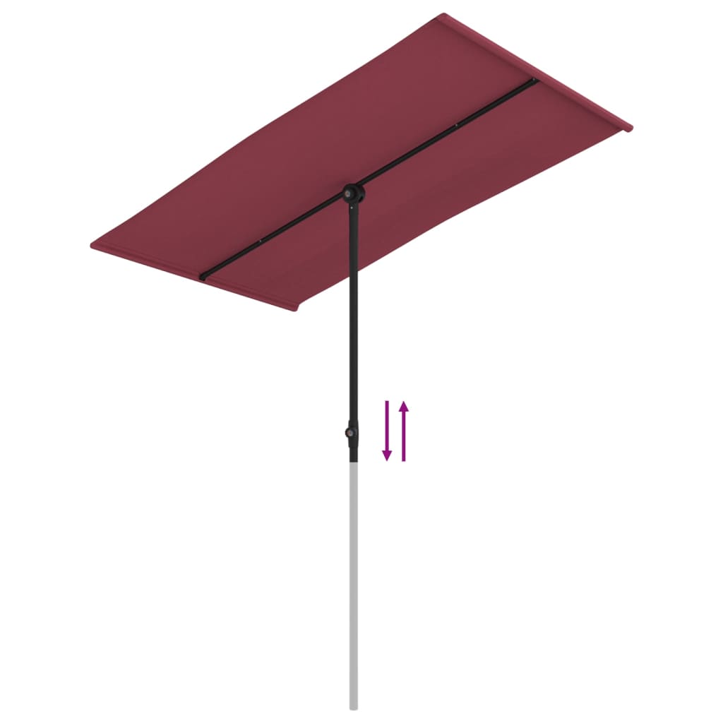 vidaXL Umbrelă soare de grădină stâlp aluminiu roșu bordo 180x110 cm