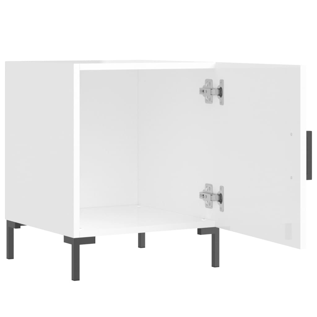 vidaXL Noptiere, 2 buc., alb extralucios, 40x40x50 cm, lemn compozit