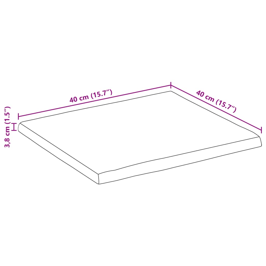 vidaXL Blat masă cu margini, 40x40x3,8 cm, lemn masiv mango