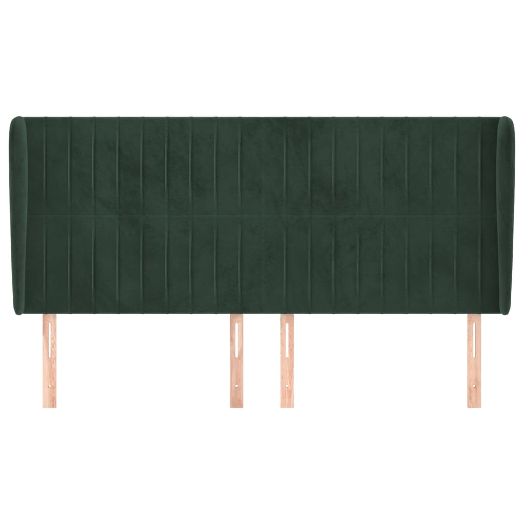 vidaXL Tăblie pat cu aripioare verde închis 163x23x118/128 cm catifea