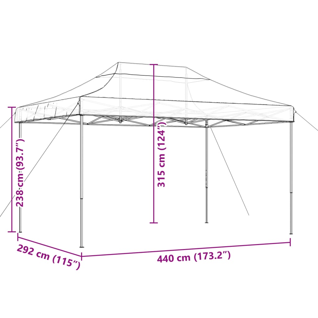 vidaXL Cort de petrecere pliabil Pop-Up, 440x292x315 cm, maro