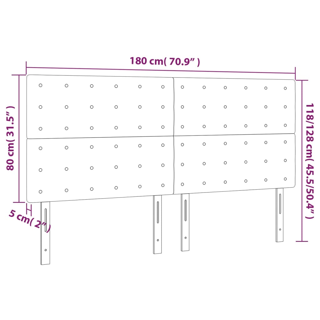 vidaXL Tăblie de pat cu LED, crem, 180x5x118/128 cm, piele ecologică