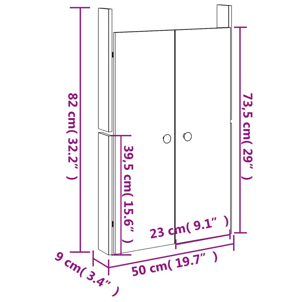 vidaXL Uși de bucătărie de exterior, negru, 50x9x82 cm, lemn masiv pin