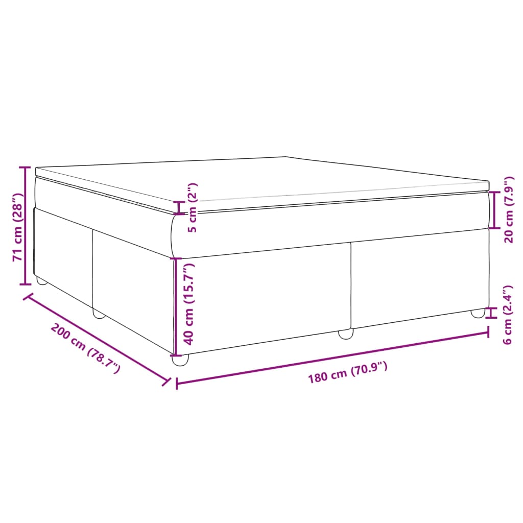 vidaXL Pat box spring cu saltea, albastru, 180x200 cm, material textil