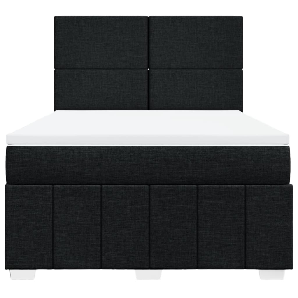 vidaXL Pat box spring cu saltea, negru, 140x200 cm, textil