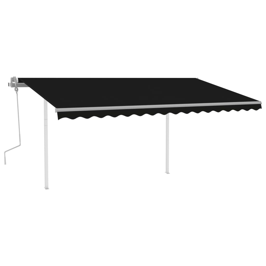 vidaXL Copertină retractabilă manual, cu stâlpi, antracit, 4,5x3 m