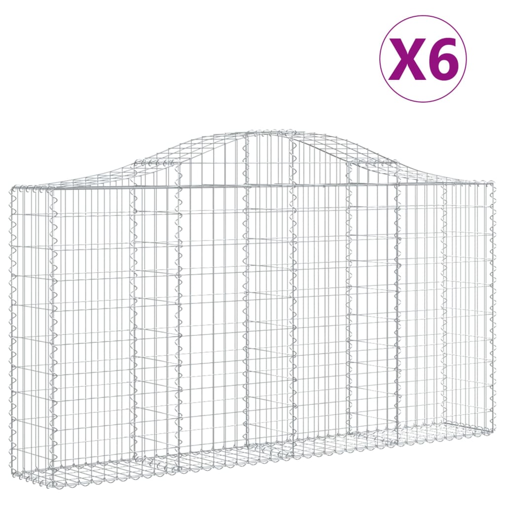 vidaXL Coșuri gabion arcuite 6 buc, 200x30x100/120 cm fier galvanizat