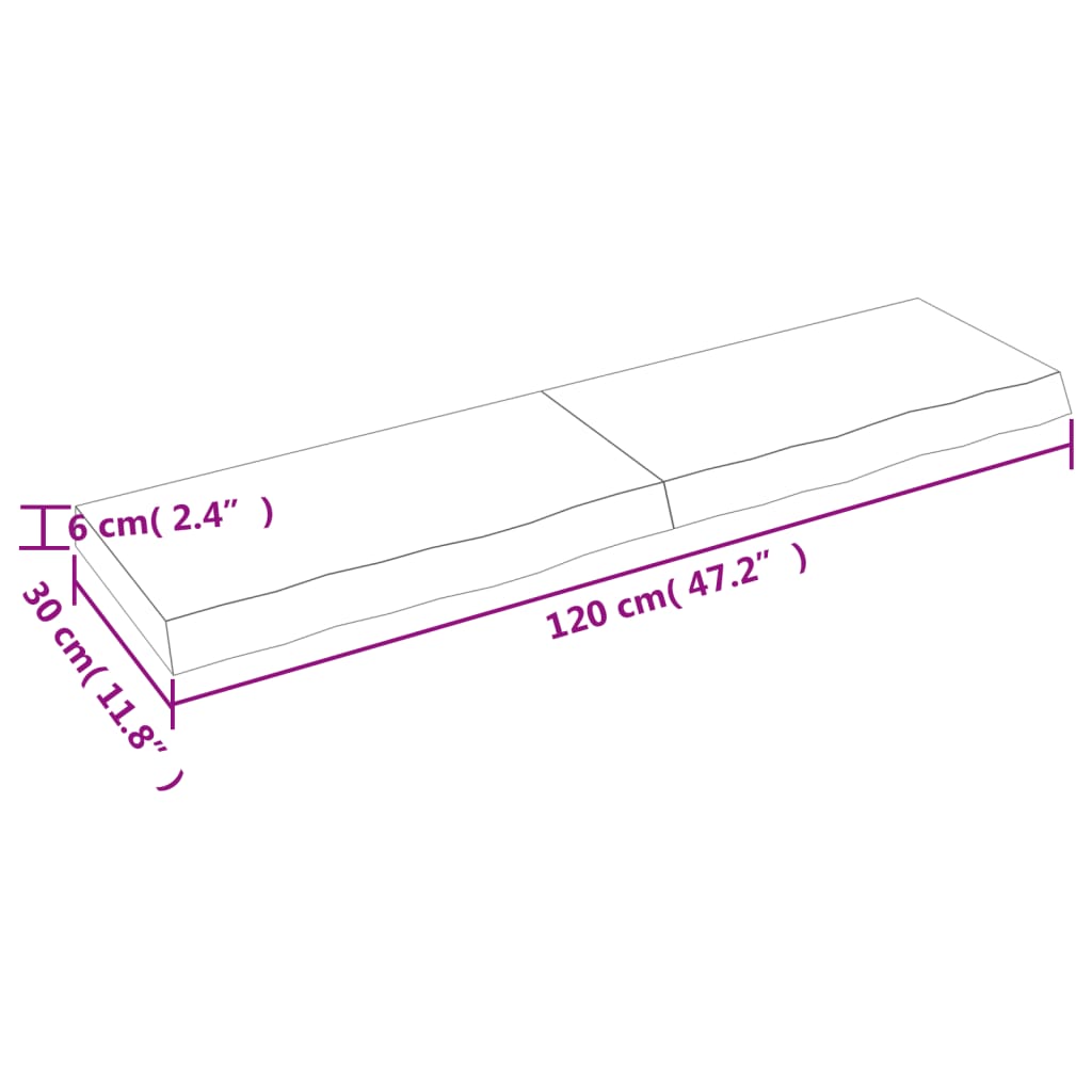 vidaXL Poliță de perete, 120x30x(2-6)cm, lemn masiv de stejar netratat