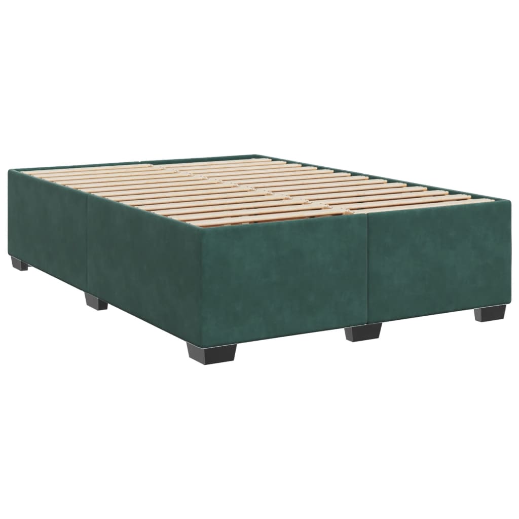 vidaXL Pat box spring cu saltea, verde închis, 140x190 cm, catifea