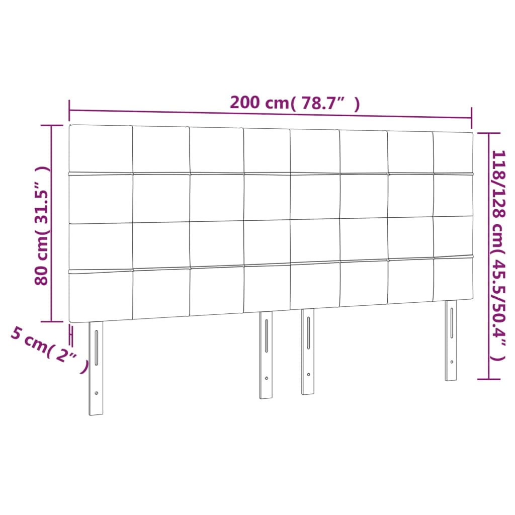 vidaXL Tăblie de pat cu LED, gri închis, 200x5x118/128 cm, catifea