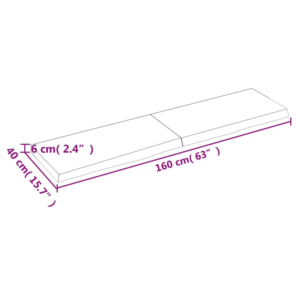 vidaXL Blat de masă maro 160x40x(2-6) cm, lemn masiv stejar tratat