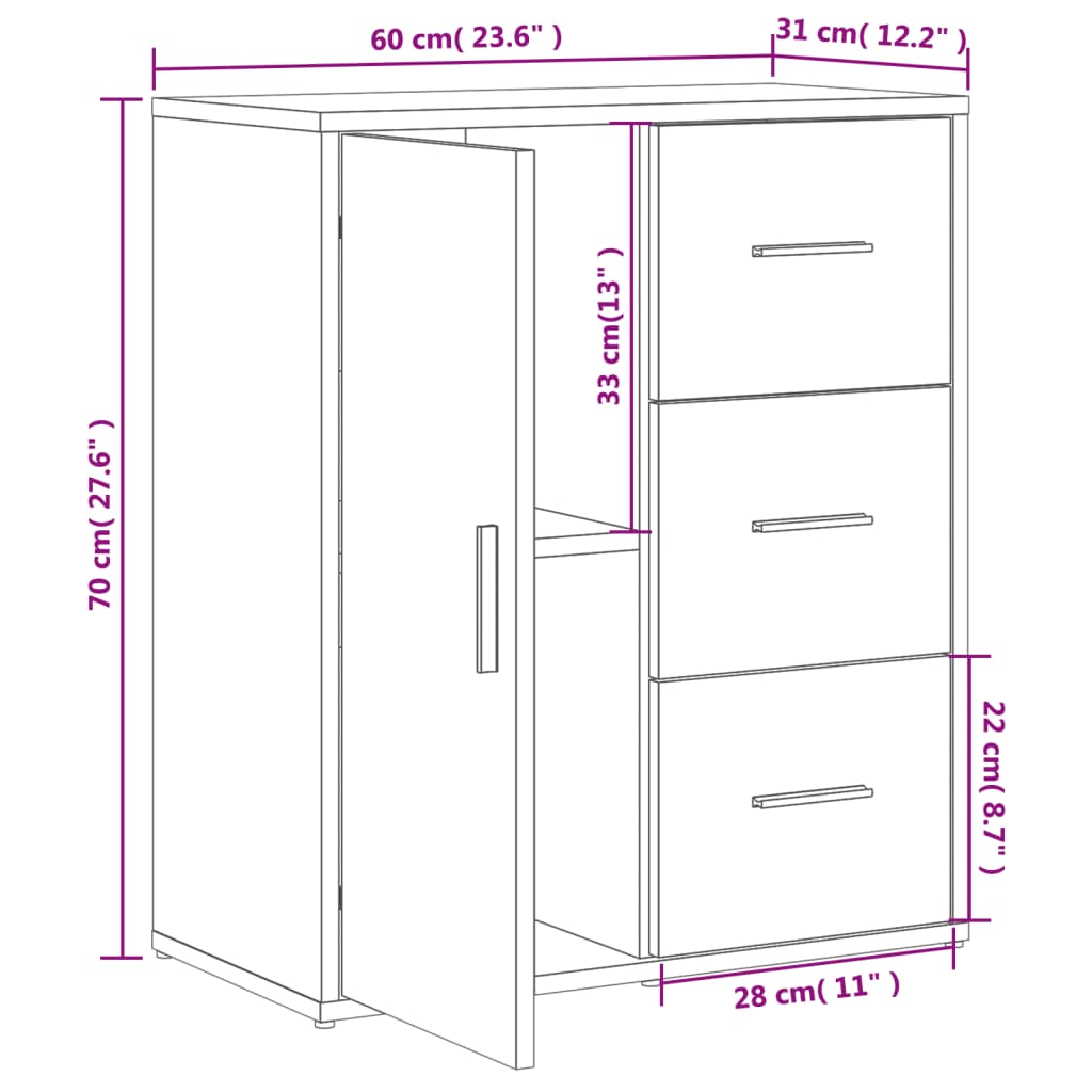 vidaXL Dulapuri, 2c., alb, 60x31x70 cm, lemn prelucrat