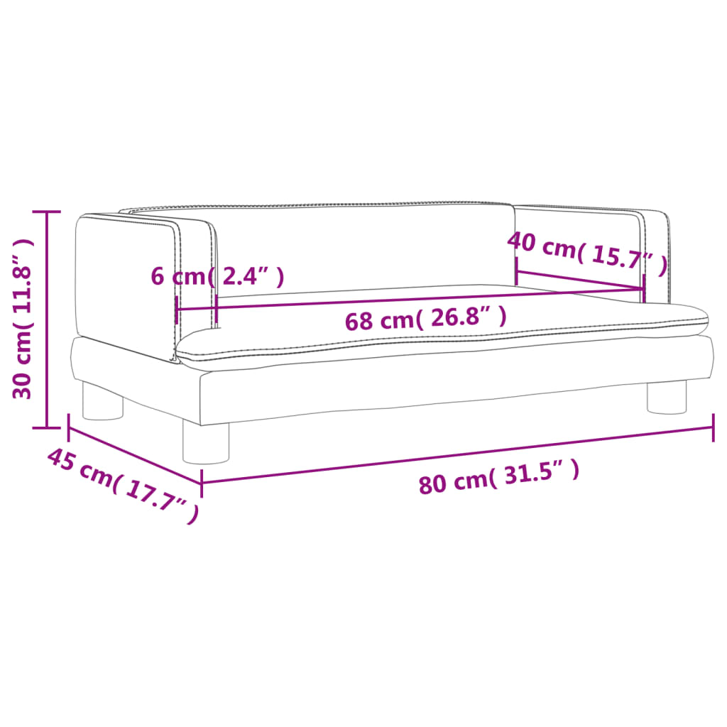 vidaXL Canapea pentru copii, negru, 80x45x30 cm, catifea
