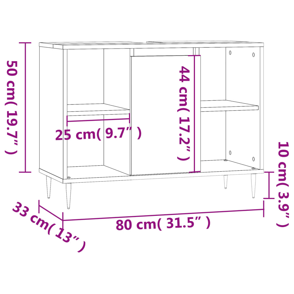 vidaXL Dulap pentru baie, alb, 80x33x60 cm, lemn compozit