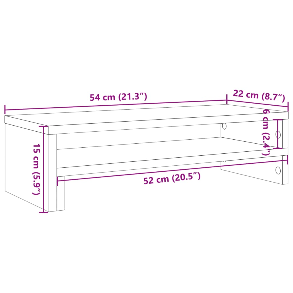 vidaXL Suport monitor, stejar artizanal, 54x22x15 cm, lemn prelucrat