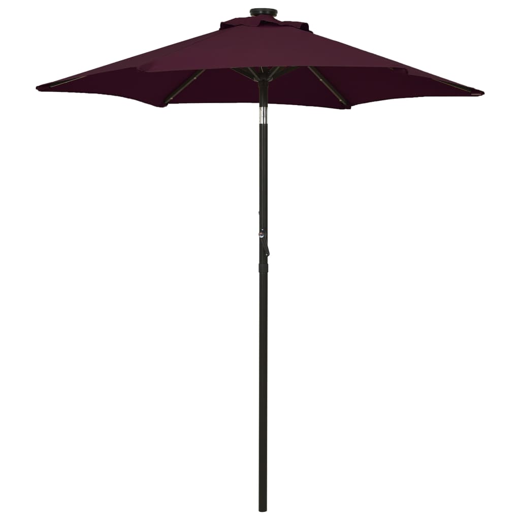 vidaXL Umbrelă de soare cu lumini LED, roșu bordo, 200x211cm, aluminiu