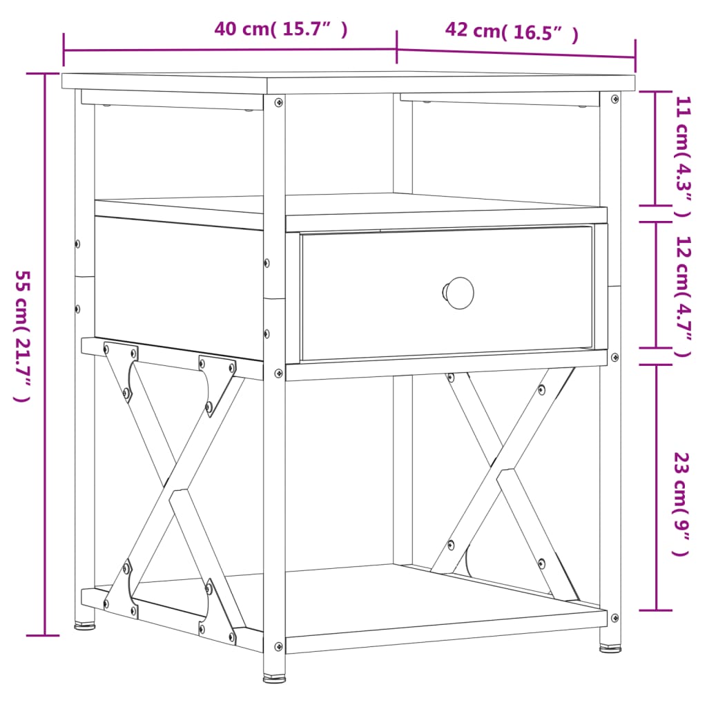 vidaXL Noptiere, 2 buc., stejar sonoma, 40x42x55 cm, lemn compozit