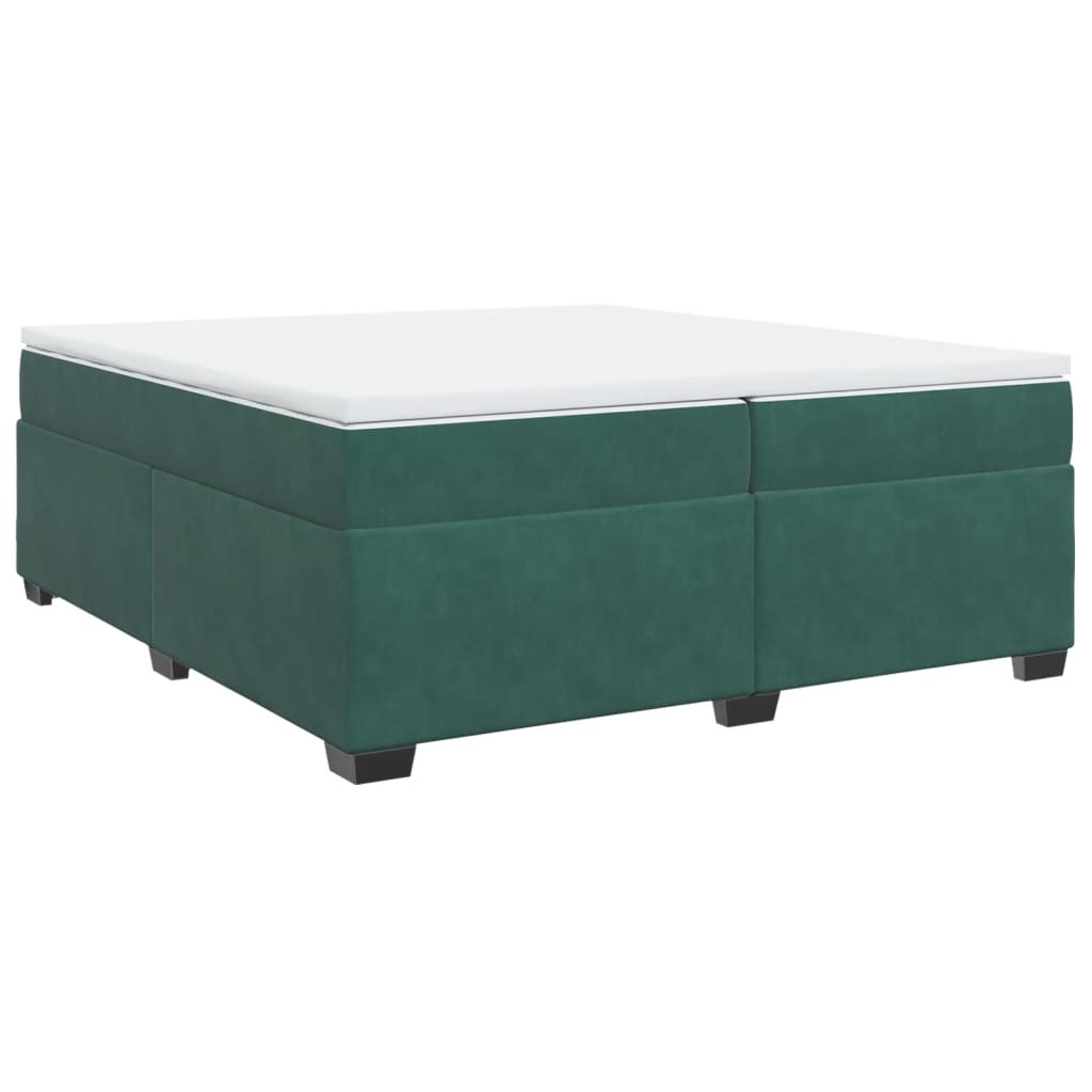 vidaXL Pat box spring cu saltea, verde închis, 200x200 cm, catifea