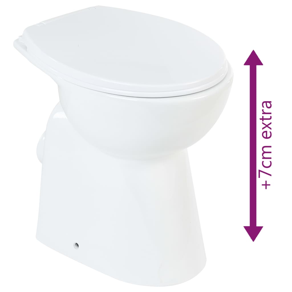 vidaXL Vas WC fără ramă, închidere silențioasă, + 7 cm, alb, ceramică