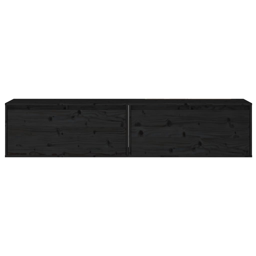 vidaXL Dulapuri de perete 2 buc. negru 80x30x35 cm lemn masiv de pin