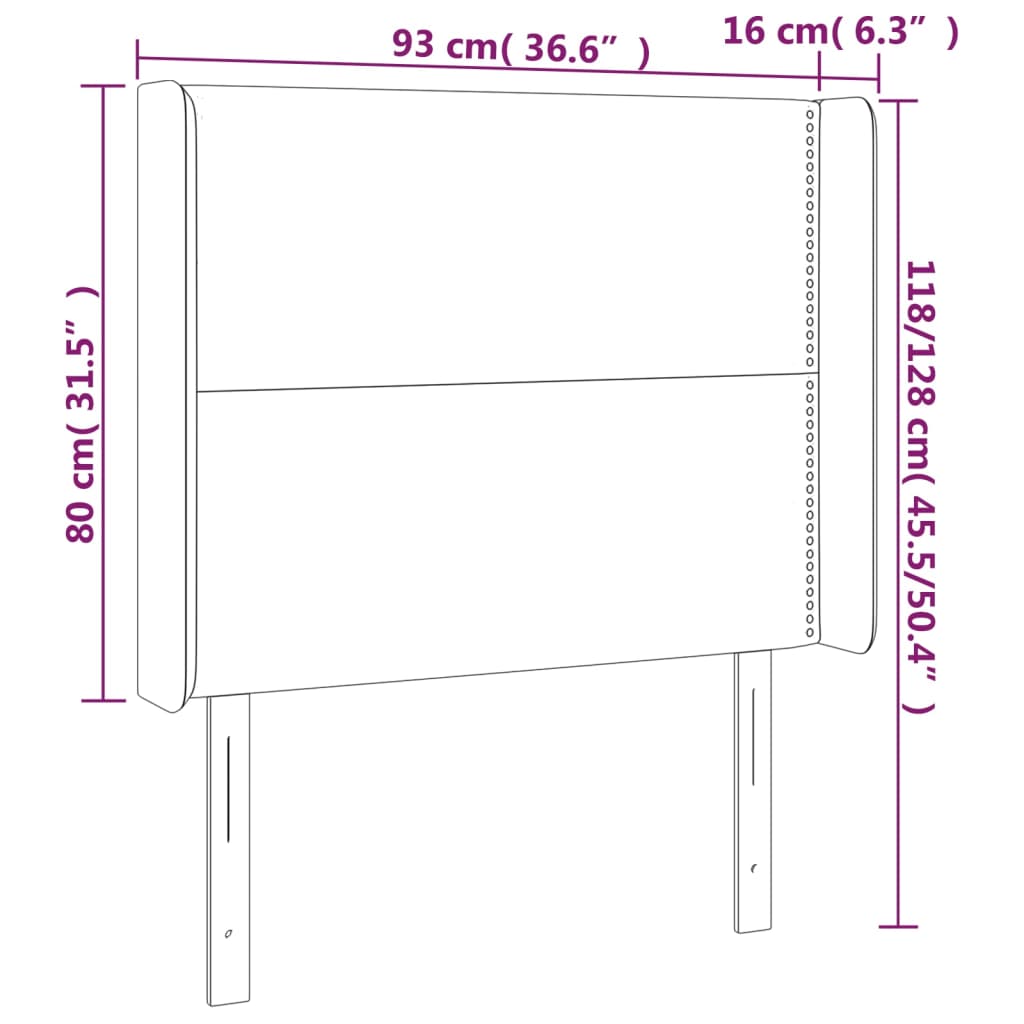 vidaXL Tăblie de pat cu aripioare gri închis 93x16x118/128 cm textil