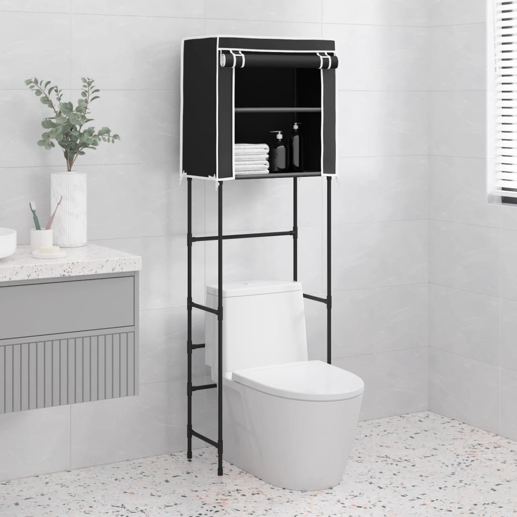vidaXL Etajeră pentru toaletă 2 polițe, negru, 56x30x170 cm, fier
