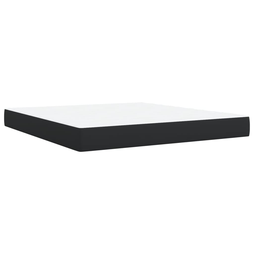 vidaXL Pat box spring cu saltea, negru, 180x200 cm, piele ecologică