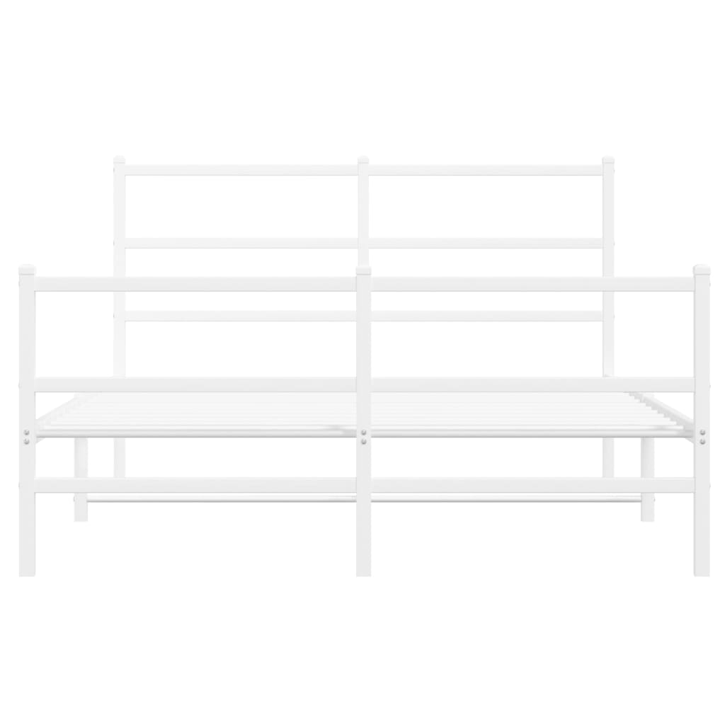 vidaXL Cadru pat metalic cu tăblie de cap/picioare , alb, 140x190 cm