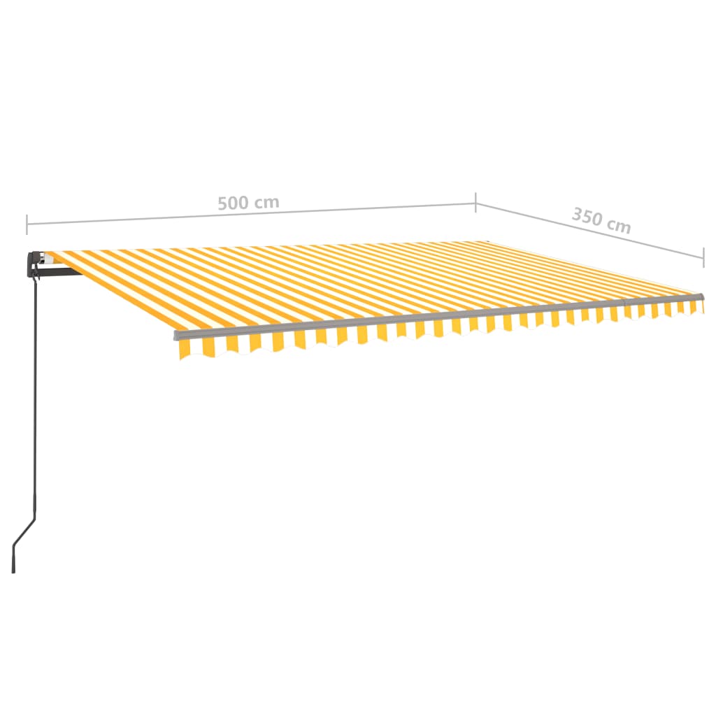 vidaXL Copertină retractabilă manual cu LED, galben și alb, 5x3,5 m