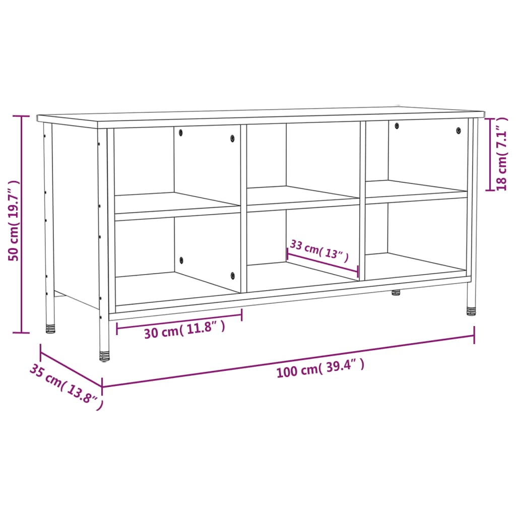 vidaXL Pantofar, stejar sonoma, 100x35x50 cm, lemn prelucrat