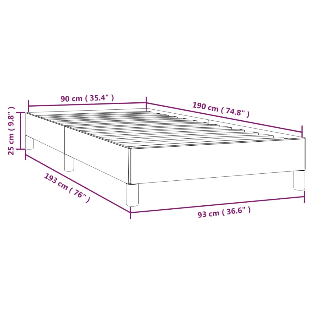 vidaXL Cadru de pat, gri, 90x190 cm, piele ecologică