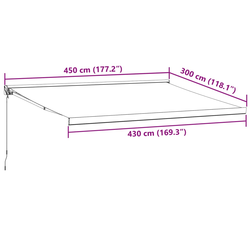 vidaXL Copertină retractabilă manual, maro, 450x300 cm