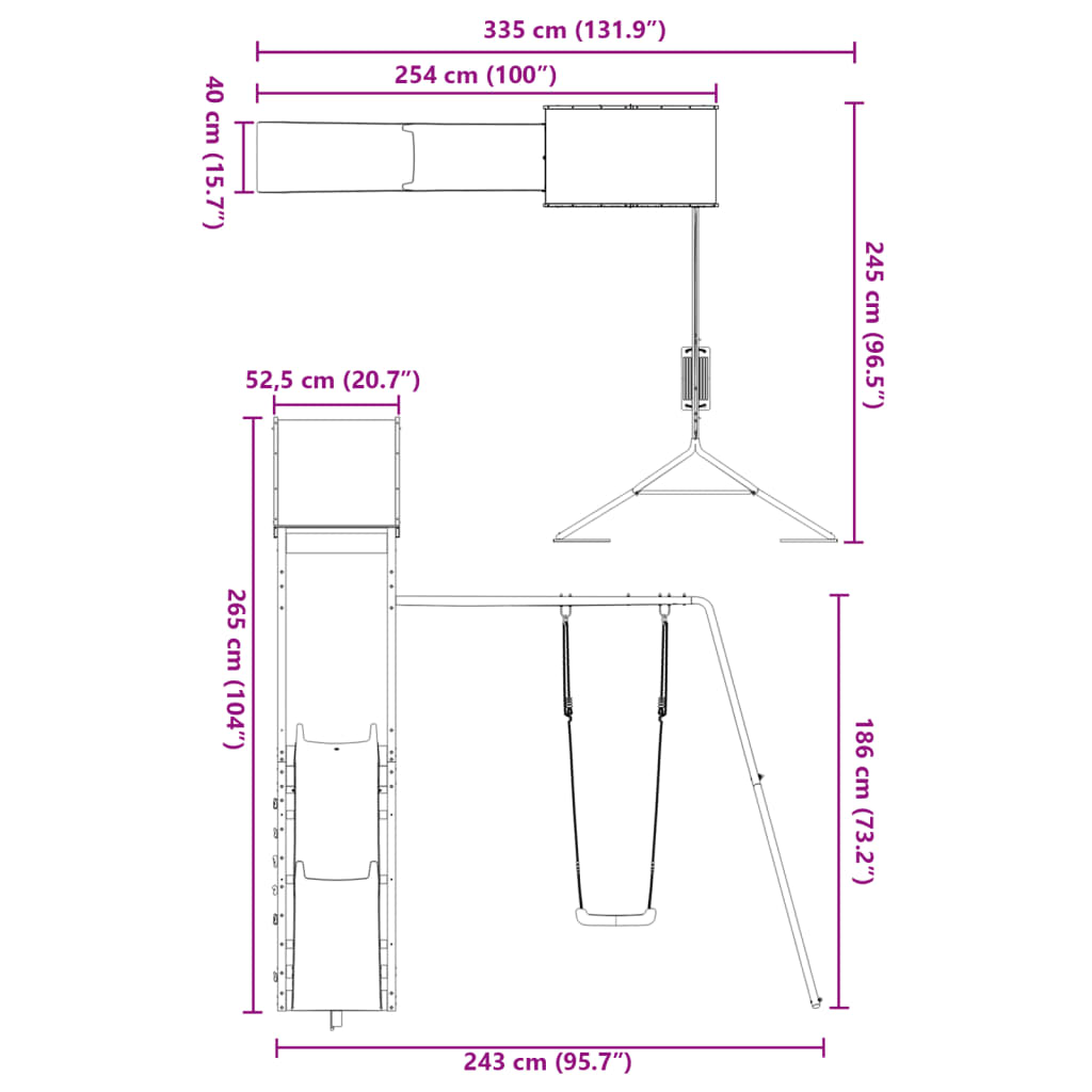 vidaXL Set de joacă pentru exterior, lemn masiv de pin