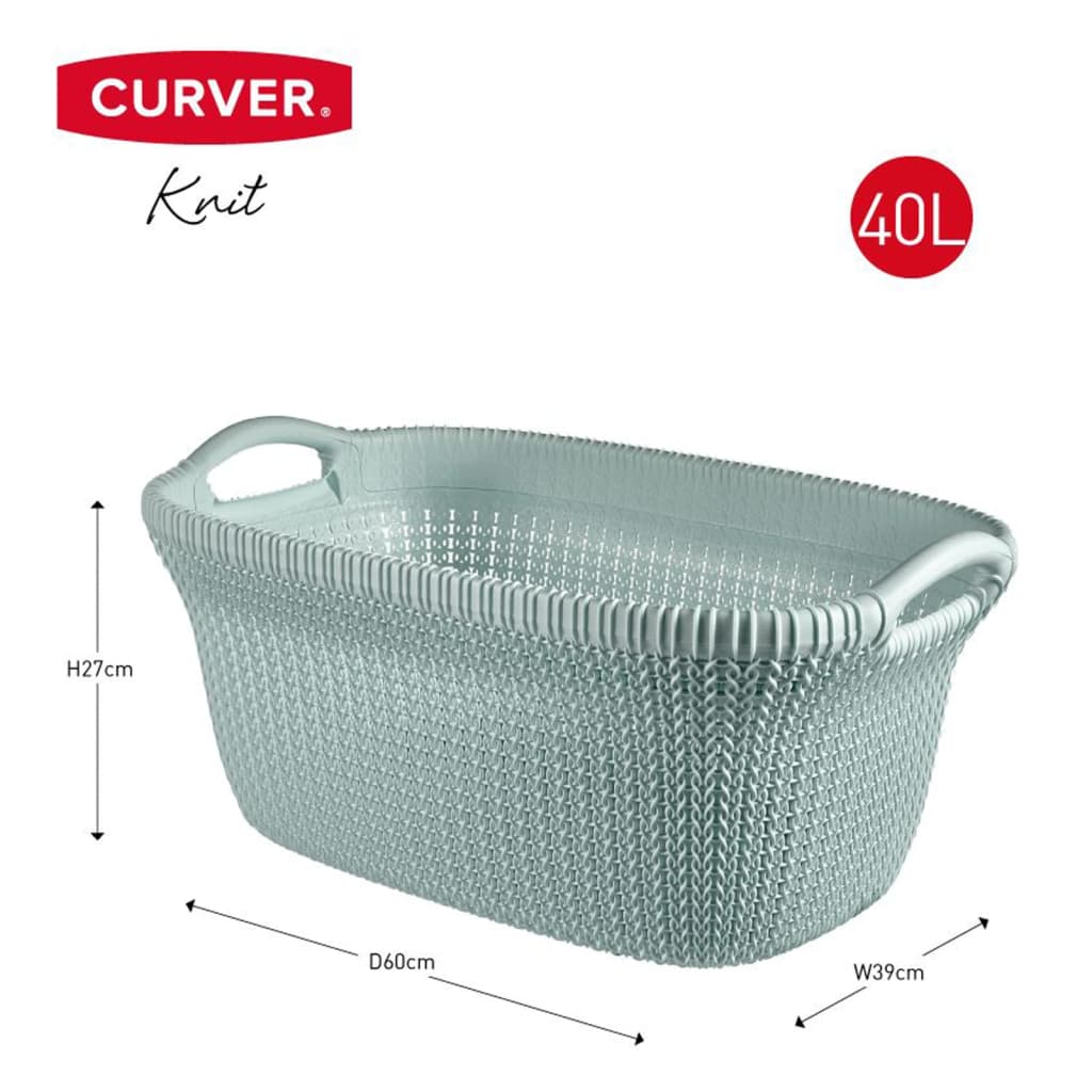 Curver Coș de rufe Knit 40L albastru deschis