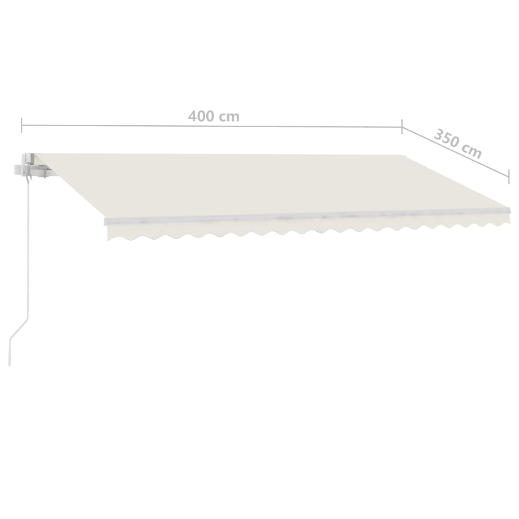 vidaXL Copertină retractabilă manual cu LED, crem, 400x350 cm