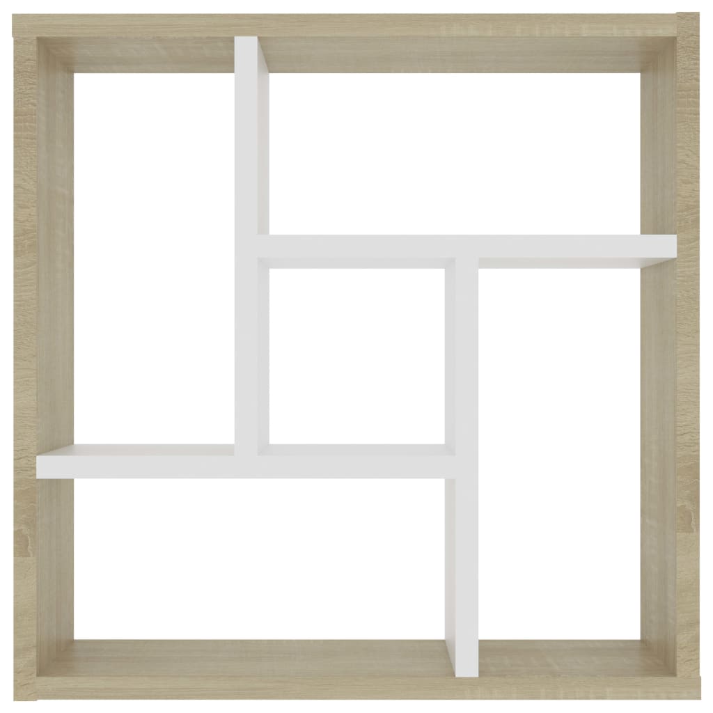 vidaXL Raft de perete, alb și stejar Sonoma, 45,1x16x45,1 cm