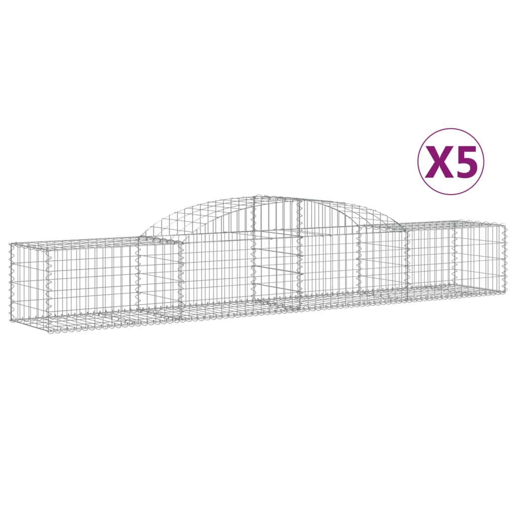 vidaXL Coșuri gabion arcuite, 5 buc., 300x50x40/60 cm, fier galvanizat