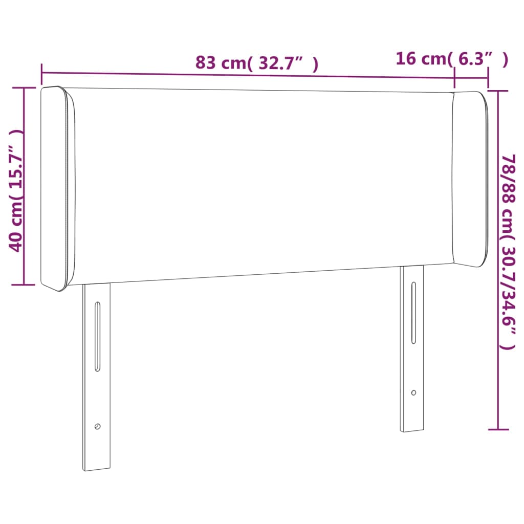 vidaXL Tăblie de pat cu LED, gri deschis, 83x16x78/88 cm, catifea