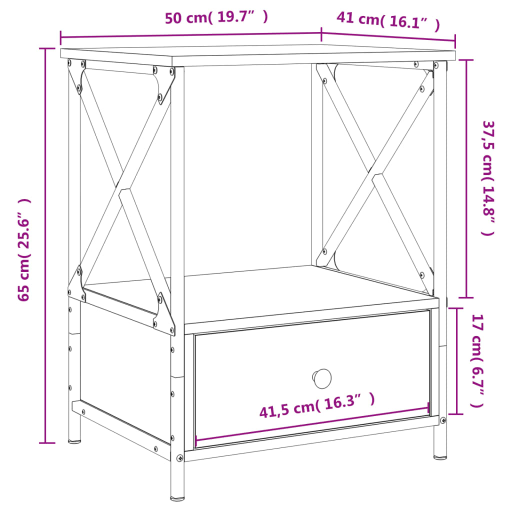 vidaXL Noptiere, 2 buc., stejar maro, 50x41x65 cm, lemn compozit