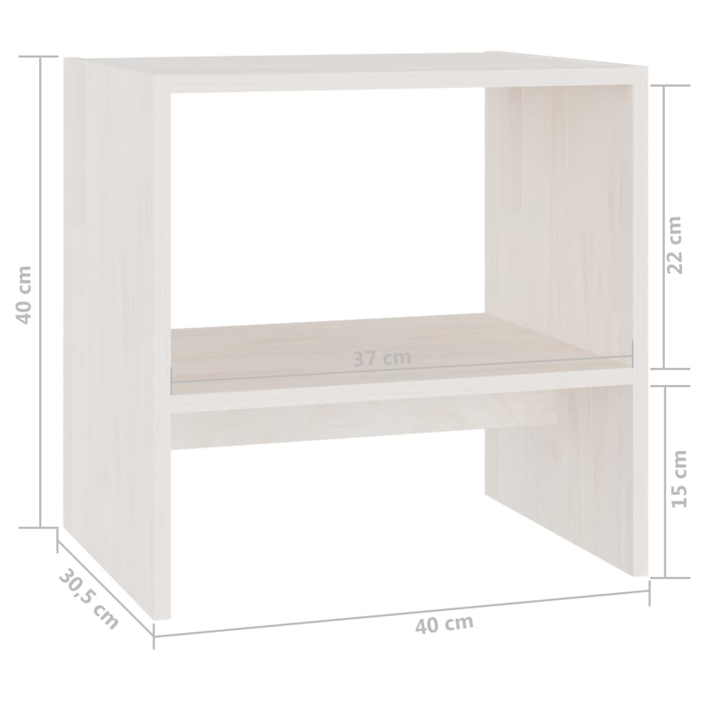 vidaXL Noptiere, alb, 2 buc., 40x30,5x40 cm, lemn masiv de pin